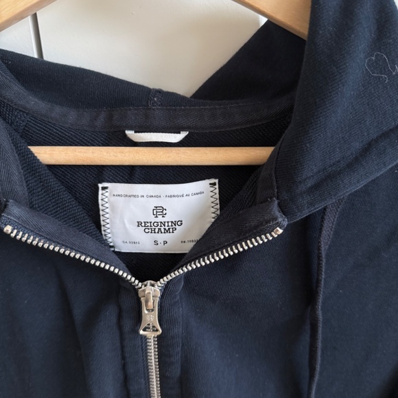 REIGNING CHAMP Navy Zip Up Hoodie - Picture 2 of 3
